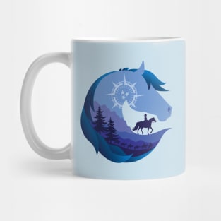 Horse Head Trail Riding Silhouette • Blue Mug